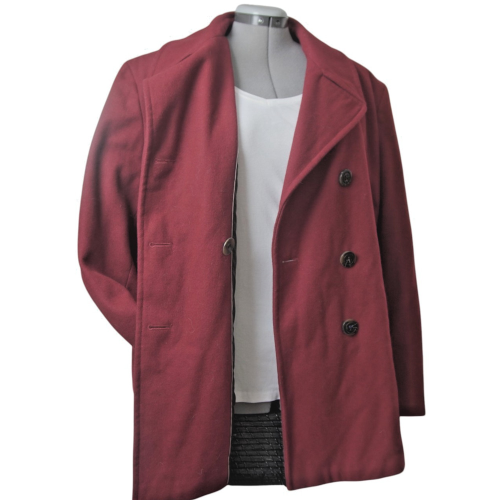 Marvin Richards Burgundy Peacoat Women’s 18 Plus Size Lined Winter Coat - Picture 7 of 12